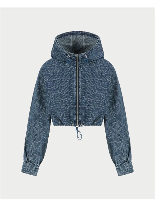 Women's AX denim jacket with all-over lettering ARMANI EXCHANGE | XW001185-AF12844FB055